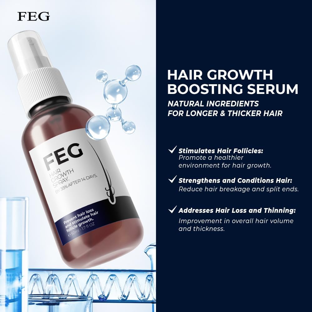 FEG Plus Hair Growth Spray – Minoxidil-Based Formula for Hair Regrowth and Thicker Hair (50ml)