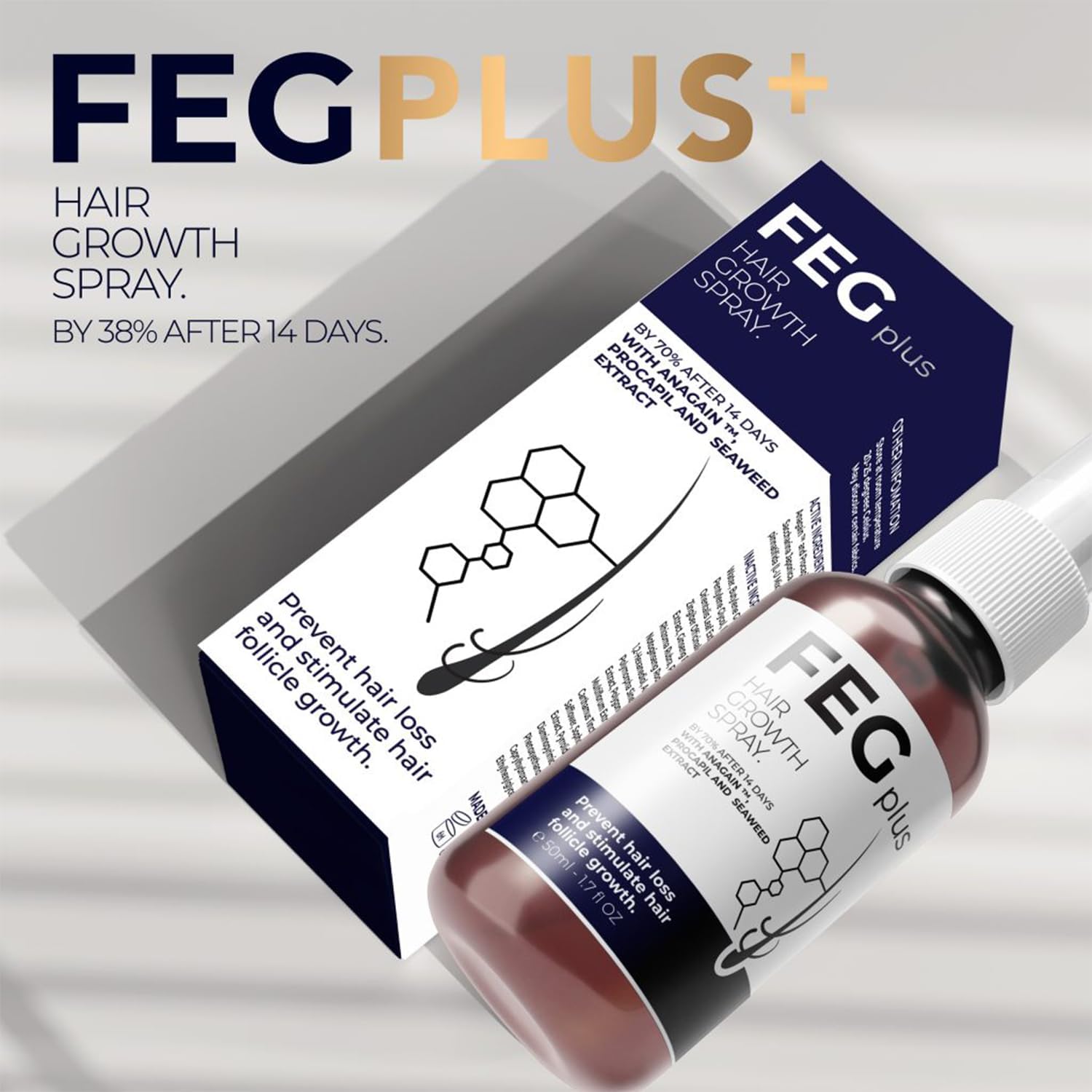 FEG Plus Hair Growth Spray – Minoxidil-Based Formula for Hair Regrowth and Thicker Hair (50ml)